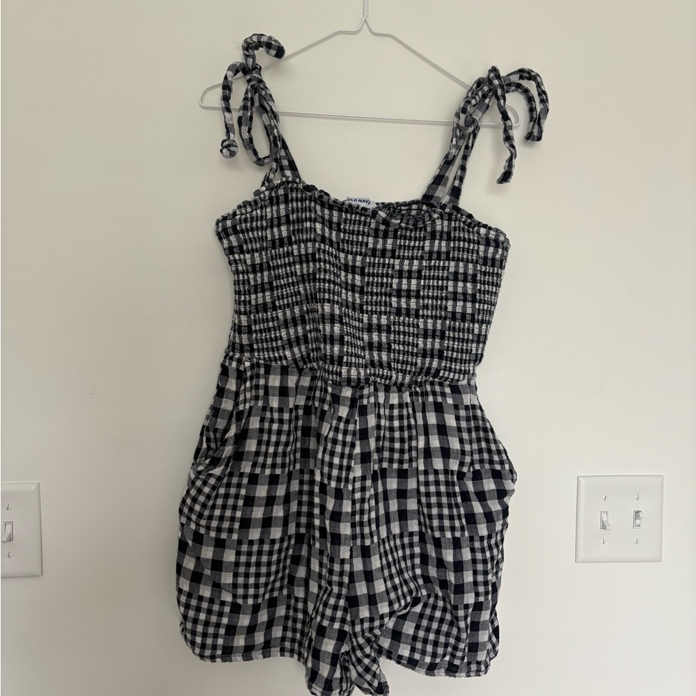 Old Navy Navy and White Checkered Romper